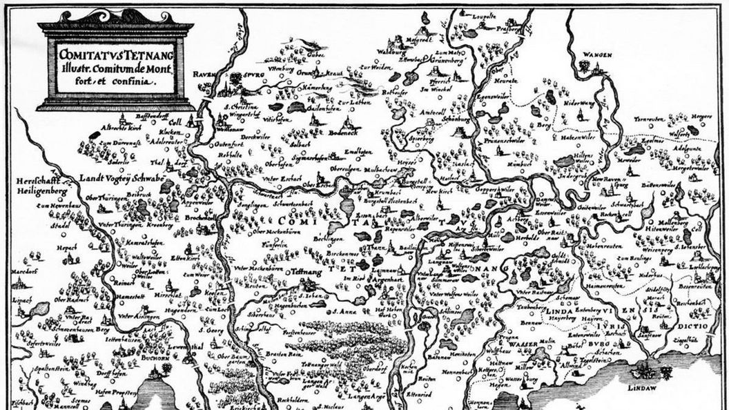 Kupferstich der Grafschaft um Tettnang von Matthäus Merian, 1643