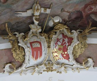 Wappen der Grafen von Montforts in der Schlosskapelle des Neuen Schloss Tettnang