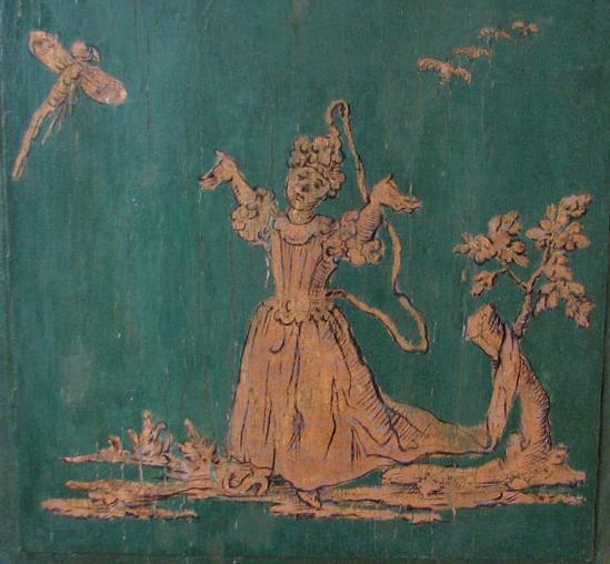 Detail der Chinoserie am Lambris von Brugger
