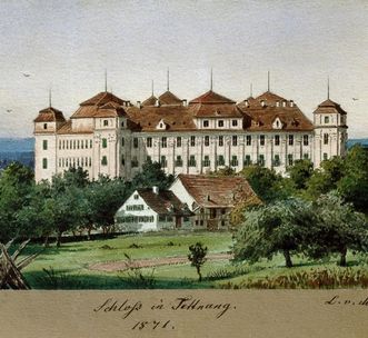 Aquarell des Schlosses Tettnang von Luise Martens, 1871