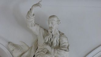 Stuckfigur des Propheten Habakuk von Johann Casper Gigi in der Schlosskapelle im Neuen Schloss Tettnang